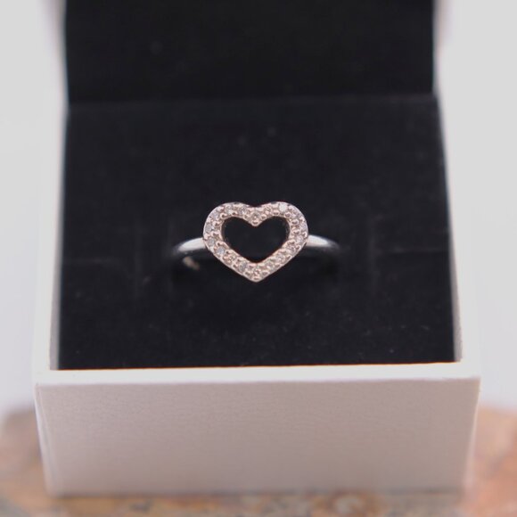 Pandora Be My Valentine CZ Heart Silver Ring - Authentic Pandora Size 52 - Picture 3 of 6